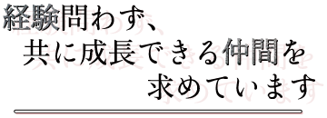 経験問わず、共に成長できる仲間を求めています